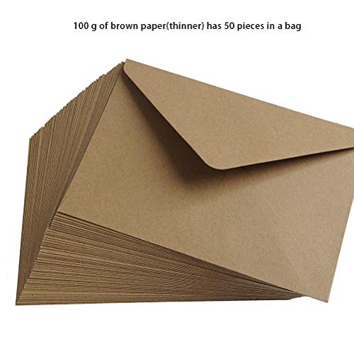 YOTINO 50Pcs Sobres Kraft 130 Gramos Papel Kraft Natural para Sobres de Felicitaciones e Invitaciones (114 x 162 mm)
