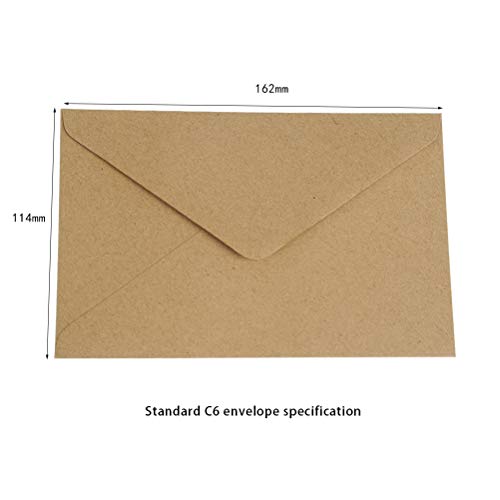 YOTINO 50Pcs Sobres Kraft 130 Gramos Papel Kraft Natural para Sobres de Felicitaciones e Invitaciones (114 x 162 mm)
