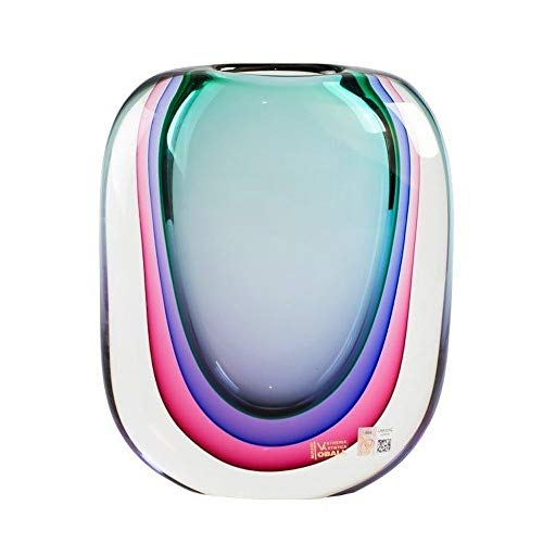 YourMurano - Jarrón de cristal de Murano, centro de mesa multicolor, forma ovalada, diseño moderno, fabricado en Italia, marca de origen garantizada, Cliff
