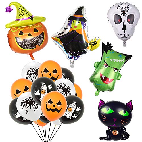 YOUYIKE® Globos de Halloween Set,Globos de Calabaza Happy Halloween Globos, Araña,Bruja,Calabaza Fantasma, para Barra de Halloween, Suministros de Decoración para El Hogar