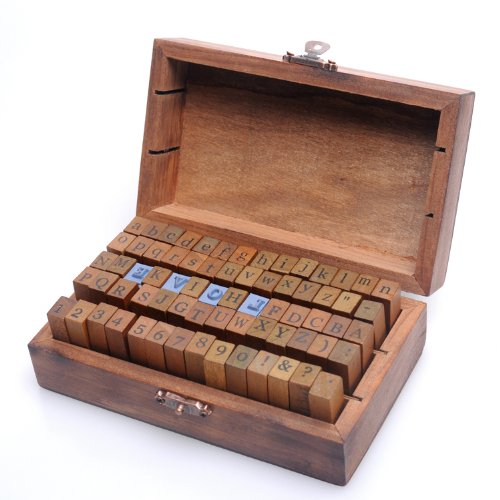 YPSelected 70 Piezas de Goma de Madera Estilo Antiguo Las Letras del abecedario Número Sellos