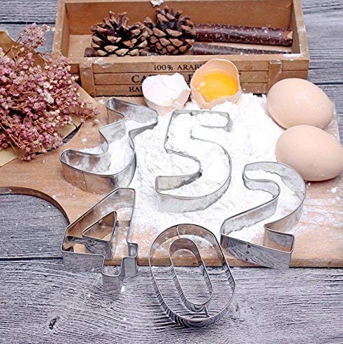 ysister Cortador de Galletas de Acero Inoxidable con Formas de Números，Moldes Galletas Números Grandes Metal Hornear Pastel Decorar Glaseado Cortador Fondant 0-9