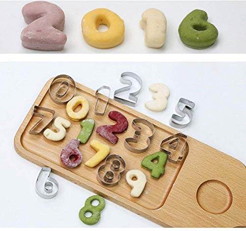 ysister Cortador de Galletas de Acero Inoxidable con Formas de Números，Moldes Galletas Números Grandes Metal Hornear Pastel Decorar Glaseado Cortador Fondant 0-9