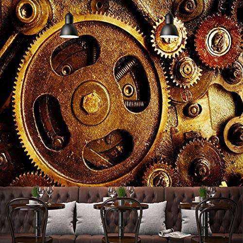 YSJHPC Personalizado 3D Los niños Mural Restaurante de maquinaria de maquinaria industrial retro Auto-adhesivo PVC Papel pintado De dibujos animados Chico Chica Habitación Dormitorio(W) 200x (H) 100CM