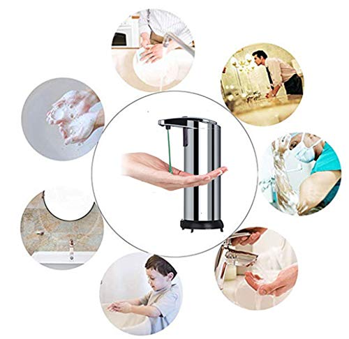 YUNFUN Dispensador de Jabón Automático, 280ML Dispensador de Jabón Sensor de Movimiento Inteligente con Acero Inoxidable para Baño, Cocina