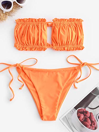ZAFUL - Bikini para mujer (cintura baja) naranja M