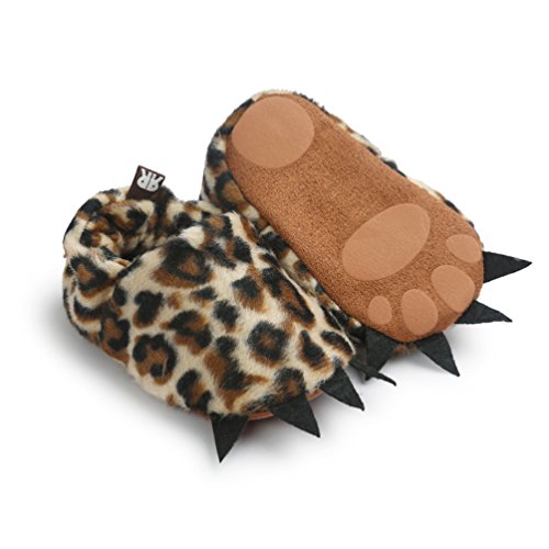 Zapatos de Garra Unisex, Lindo Dibujos Animados Invierno Animal Calentar Casa Antideslizante Suela Zapatillas Regalo para Bebés de 0 a 18 Meses (6-12 Meses, Leopardo)