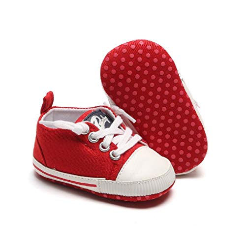 Zapatos para bebé Auxma La Zapatilla de Deporte Antideslizante del Zapato de Lona de la Zapatilla de Deporte para 3-6 6-12 12-18 M (12-18 M, Rojo)