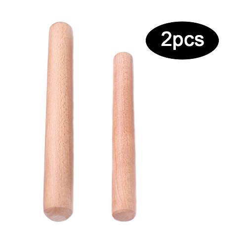 Zasiene Rodillo Cocina Amasar 2 Pieza Rodillo de Amasar Madera de Haya Kitchen Accesorios para Hornear para Pizza Galletas Panadero Pastelería,(40cm & 29cm)