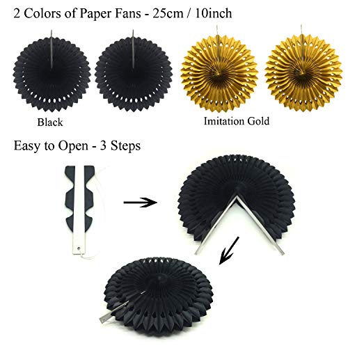 Zerodeco Decoración de la Fiesta, 21 Piezas Abanicos de Papel Bola de Nido Pom Poms Ventilador Cumpleaños Boda Carnaval Bebé Ducha Home Party Supplies Decoración (Nergo)