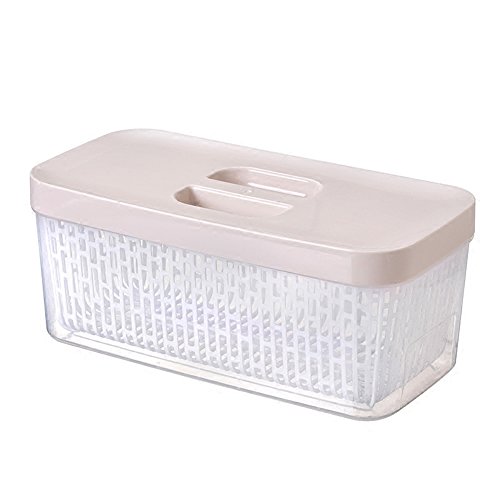 Zhangmeiren Caja De Almacenamiento De Drenaje De Refrigerador con Tapa Caja De Comida De Plástico Cocina Rectangular Caja De Almacenamiento Sellada De Frutas Cesta De Verduras (Color : A)