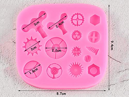 ZHQJY Gear Cake Border Fondant Moldes Cocina Hornear Decoración Herramienta Maquinaria Industrial Molde de Chocolate Herramientas de decoración de Pasteles