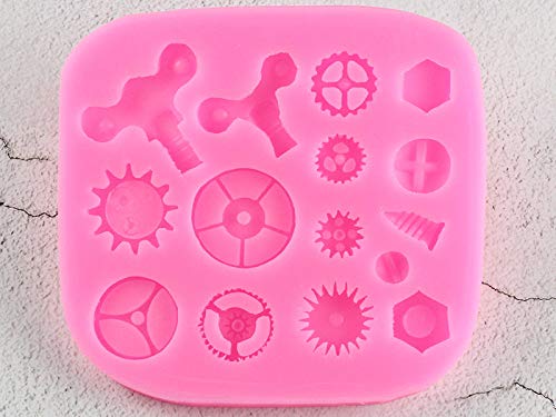 ZHQJY Gear Cake Border Fondant Moldes Cocina Hornear Decoración Herramienta Maquinaria Industrial Molde de Chocolate Herramientas de decoración de Pasteles