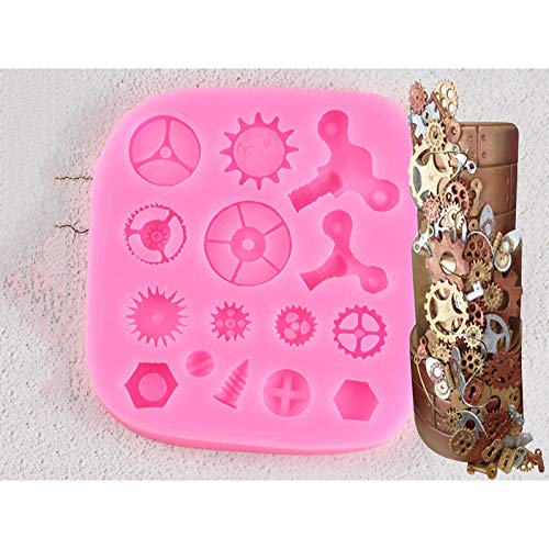 ZHQJY Gear Cake Border Fondant Moldes Cocina Hornear Decoración Herramienta Maquinaria Industrial Molde de Chocolate Herramientas de decoración de Pasteles