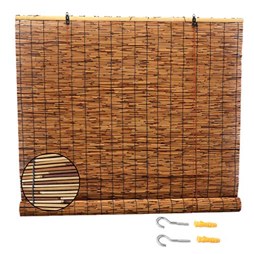 ZHUOZ1T Persianas de Caña Persianas Enrollables de Bambú,Cortina de Paja Natural Retro,Sombra Romana para Uso Exteriores e Interiores,Parasol/Transpirables,Personalizable(130x180cm/51x71in)