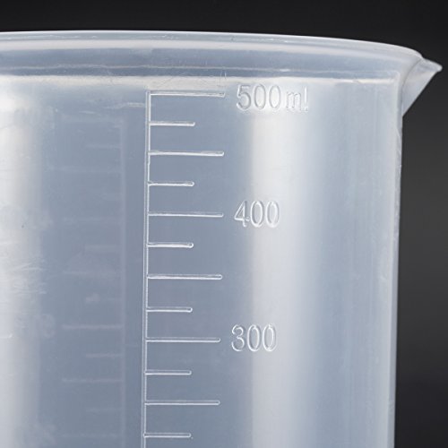 ZITFRI 5 Piezas Jarra Medidora Plastico Jarra Medidora Díafana Vaso Medidor Plástico de Equipo de vaso de laboratorio Vaso Graduado de Cocina 50ml 100ml 150ml 250ml 500ml