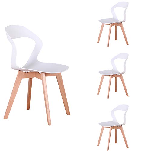 ZMALL - Sillas de comedor creativas nórdicas para café, respaldo de arte calado, patas de madera maciza, estructura estable, apto para restaurantes, cafeterías, bares, juego de 4