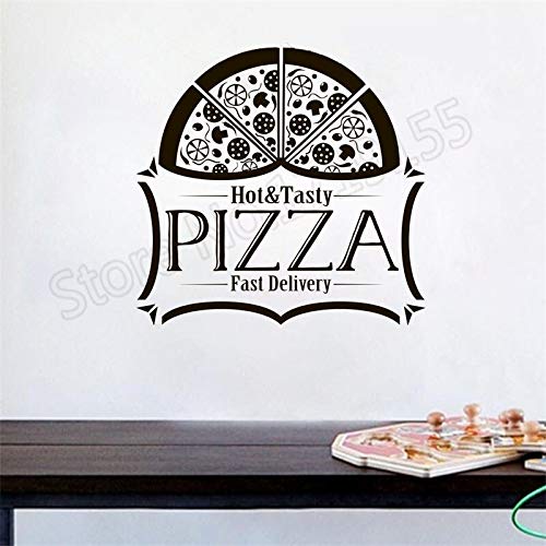 zqyjhkou Cartel de Pizza Vinilo Tatuajes de Pared Cita Pizza Sabrosa Caliente Entrega rápida Etiqueta de la Pared Cocina Interior Especial Decoración del hogar100x96cm