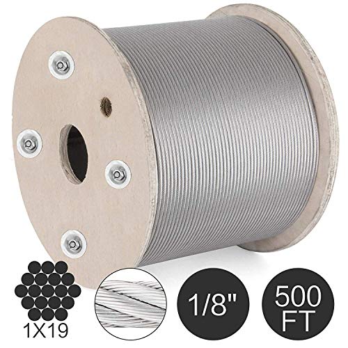 ZTBXQ Inicio Accesorios Cable de Acero Inoxidable 316 Duradero 1/8"1x19 Cable de Acero Cuerda de Alambre 300M / 1000FT Barandilla de Cable para barandilla Barandilla de Bricolaje (1000FT / 1/8 1x19)