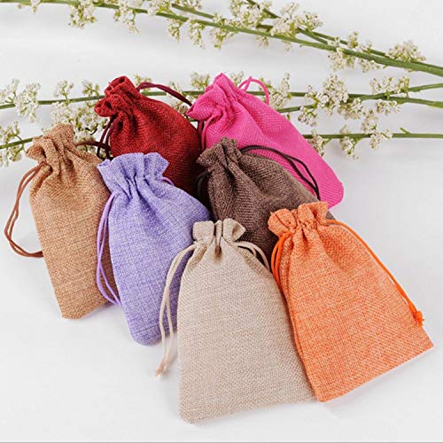 1 bolsa de regalo (5 tamaños) de lino, yute, cordón para regalo de Navidad, Halloween, caja de regalo, bolsas de regalo de boda, cajas de caramelos de boda, bolsas de chocolate Red-10 x 14 cm