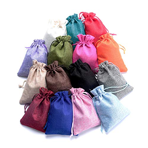 1 bolsa de regalo (5 tamaños) de lino, yute, cordón para regalo de Navidad, Halloween, caja de regalo, bolsas de regalo de boda, cajas de caramelos de boda, bolsas de chocolate Red-10 x 14 cm
