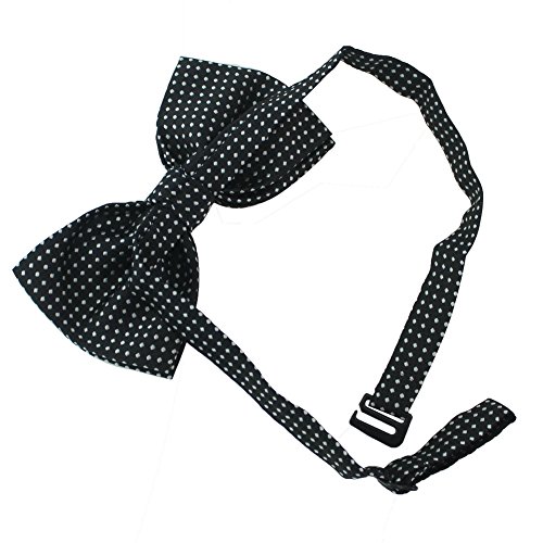 1 Conjunto Tirantes Y Pajarita Elástico Ajustable Para Hombre Con 3 Clips De Ancho 2.5 CM (negro lunares)