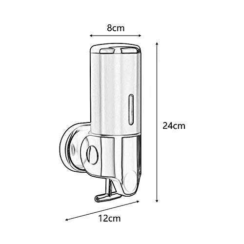 1 dispensador de jabón de pared, dispensador con soporte de pared, para gel de ducha, champú, jabón líquido, limpiador manos, dispensador de loción para cocina, aseo, baño, negro, 24x12x8 cm/500 ml