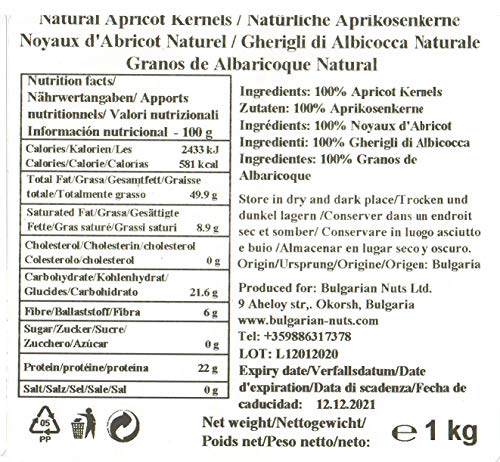 1 kg Albaricoques Secos Natural, sin Hueso, origen Bulgaria (UE)