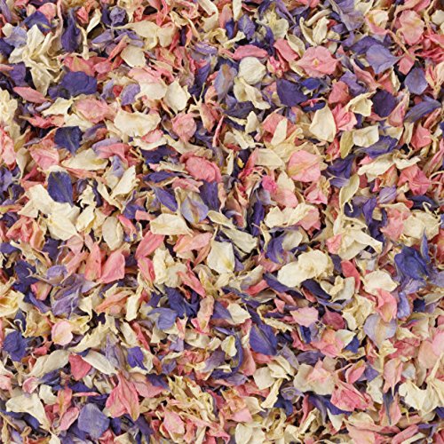 1 litro de pétalos de flores secas naturalmente de flores delfinio/espuela de caballero confeti para bodas