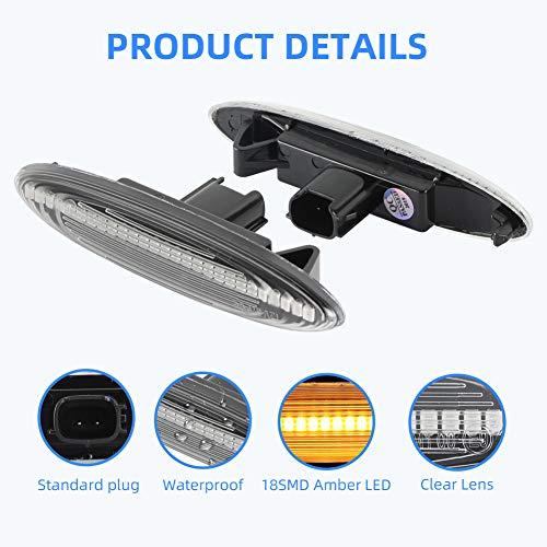 [1 par] OZ-LAMPE LED luces de giro marcadoras laterales, luces indicadoras de dirección[color ámbar] para Lexu-s IS 250/350 SC430 E350,Toyot-a Soarer UZZ40 Highlander Kluger GSU4(Lente transparente)