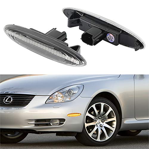 [1 par] OZ-LAMPE LED luces de giro marcadoras laterales, luces indicadoras de dirección[color ámbar] para Lexu-s IS 250/350 SC430 E350,Toyot-a Soarer UZZ40 Highlander Kluger GSU4(Lente transparente)