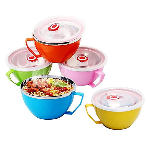 1 pieza con doble aislamiento de acero inoxidable con tapa sellada fideos instantáneos Food Bowl contenedor de almacenamiento -Color aleatorio