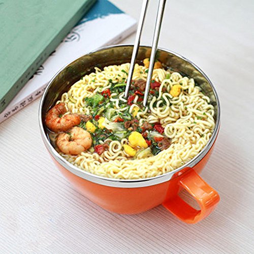 1 pieza con doble aislamiento de acero inoxidable con tapa sellada fideos instantáneos Food Bowl contenedor de almacenamiento -Color aleatorio