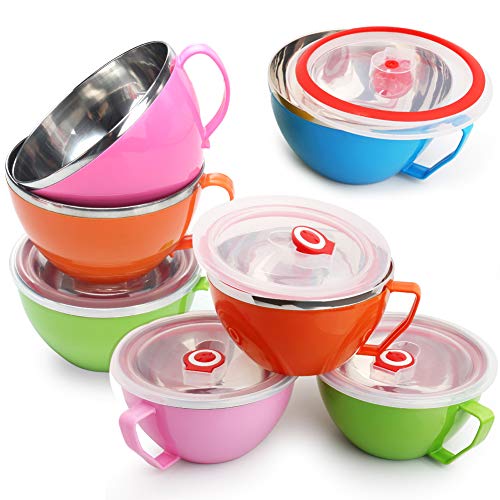 1 pieza con doble aislamiento de acero inoxidable con tapa sellada fideos instantáneos Food Bowl contenedor de almacenamiento -Color aleatorio