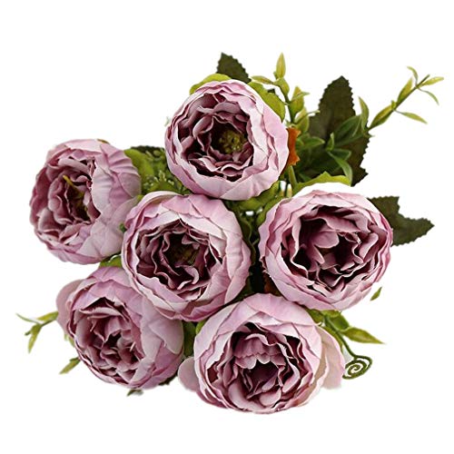 1 Ramo de Flores Artificiales de peonía Ramo Falso 6 Cabezas Flores de Seda para la Boda Nupcial Decoración de escaparates para el hogar por TheBigThumb, Pale Purple