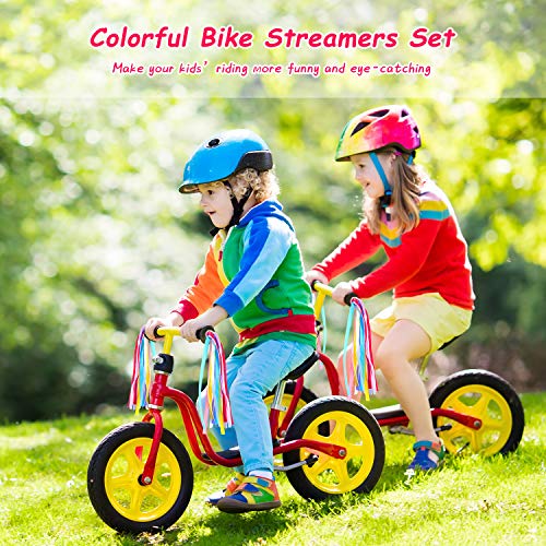 1 Timbre de Bicicleta de Niños, 1 Par de Serpentinas de Bicicleta y 36 Cuentas de Radio de Bici, Anillo Timbre de Girasol, Cinta de Borla Colores, Cuenta de Rueda para Accesorios de Bicicleta de Niños