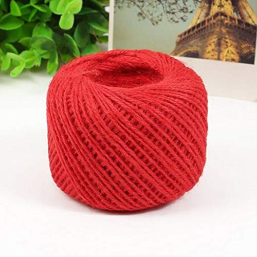 1 Unidad Yute Cuerda Soga Natural Retorcido Arpillera Cáñamo Cuerda a Varios Color 50M GB (Negro) - Rojo, free size