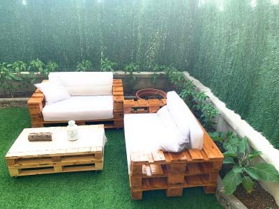 1 x SOFÁ con Ruedas para Interior & Exterior de 3 Plazas - Mueble de Terraza & Patio & Jardín hecho con Palets de Madera Reciclados (NO incluye esponja y funda) Conjunto Muebles Jardín & Balcon