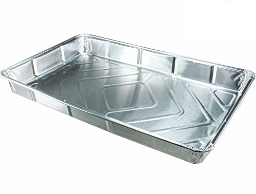 10 bandejas de hornear de aluminio, tamaño grande reciclable (30,5 x 20 cm) + 2 mangas pasteleras desechables de 53 cm gratis 
