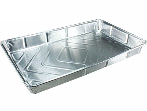 10 bandejas de hornear de aluminio, tamaño grande reciclable (30,5 x 20 cm) + 2 mangas pasteleras desechables de 53 cm gratis 