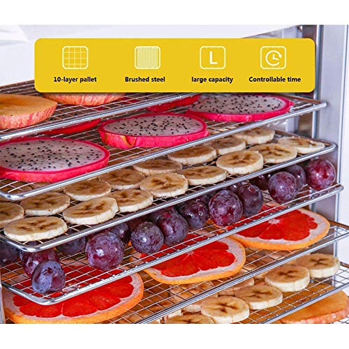 10 Capas deshidratador de alimentos máquina de fruta y carne Secadora, acero inoxidable de las frutas, verduras, cecina 100% BPA, pantalla LED, 24 Hr temporizador digital, vidrio templado puerta 110V