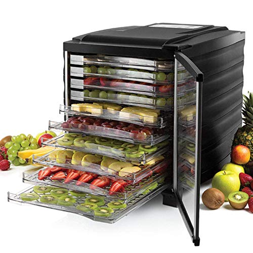 10 Capas deshidratador de alimentos máquina de fruta y carne Secadora, acero inoxidable de las frutas, verduras, cecina 100% BPA, pantalla LED, 24 Hr temporizador digital, vidrio templado puerta 110V