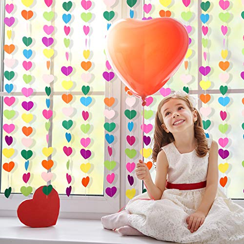 10 Decoraciones de Corazón de Papel de Cumpleaños de Color Arcoíris Banner Colgante de Corazón Guirnalda de Corazón, 65 Pies/ 21,8 Yardas/ 780 Pulg. en Total para Fiesta Boda San Valentín (9 Colores)