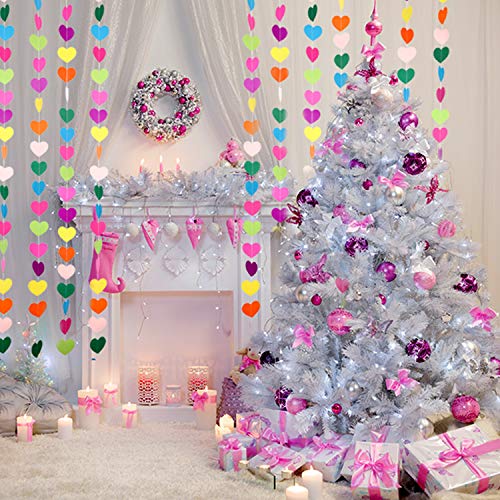 10 Decoraciones de Corazón de Papel de Cumpleaños de Color Arcoíris Banner Colgante de Corazón Guirnalda de Corazón, 65 Pies/ 21,8 Yardas/ 780 Pulg. en Total para Fiesta Boda San Valentín (9 Colores)