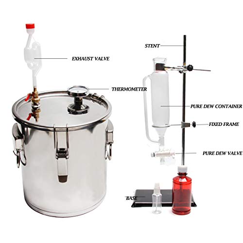 10 Litres 2 Gallon Nuevo Casa Inoxidable Aceite Esencial Destilador De Agua Pura Con Botella Vidrio Separador Bomba Agua Termómetro