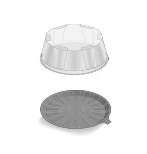 10 pcs desechables de plástico transparente caja redonda Dome Base de color negro tarta (31dxn30 + 04E
