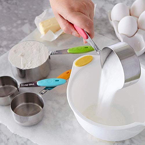 10 Piezas Tazas Medidoras Cucharas Medidoras Acero Inoxidable 18/8, 5 Tazas Medidoras + 5 Cucharas Medidoras Juegos de Cucharas Medidoras Silicona Antideslizante Utensilios de Cocina