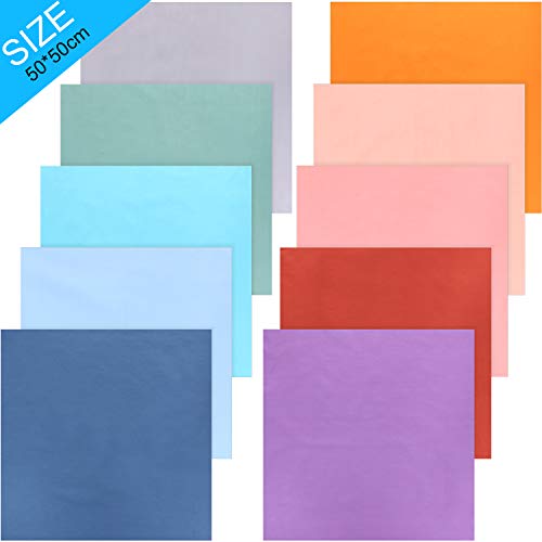10 Piezas Telas de Algodón de Color Sólido de 20 x 20 Pulgadas Paquetes de Tela Acolchada Colorida DIY Telas de Patchwork de Cuadrado Paquete Artesanal Sólida para Manualidades de Tela DIY