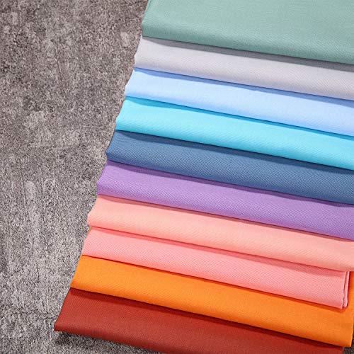 10 Piezas Telas de Algodón de Color Sólido de 20 x 20 Pulgadas Paquetes de Tela Acolchada Colorida DIY Telas de Patchwork de Cuadrado Paquete Artesanal Sólida para Manualidades de Tela DIY