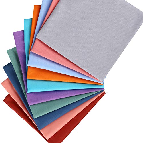 10 Piezas Telas de Algodón de Color Sólido de 20 x 20 Pulgadas Paquetes de Tela Acolchada Colorida DIY Telas de Patchwork de Cuadrado Paquete Artesanal Sólida para Manualidades de Tela DIY